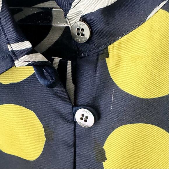 STAUD Parke Top Navy Citrus Lemon Print Shirt XS Bold Graphic Print Dopamine NWT - Picture 14 of 14